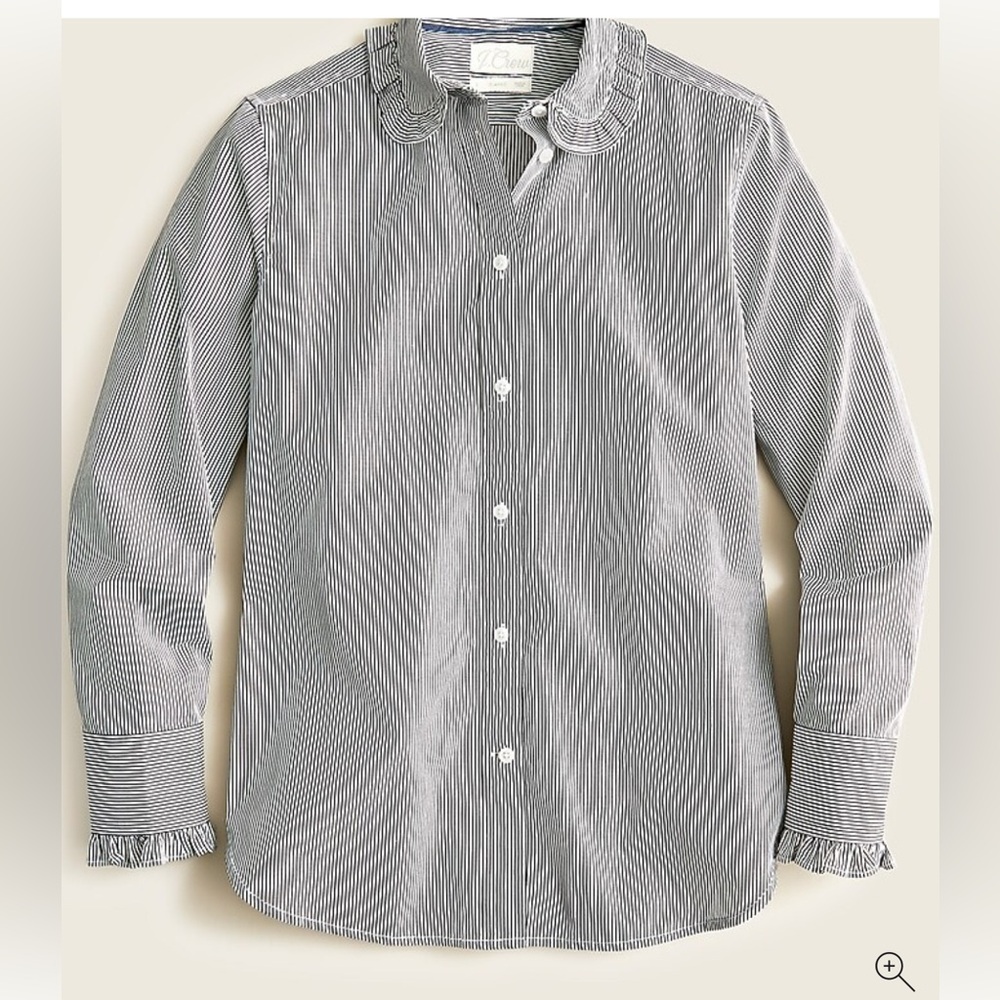 J.Crew Classic-fit ruffle- collar shirt in stripe BNWOT
